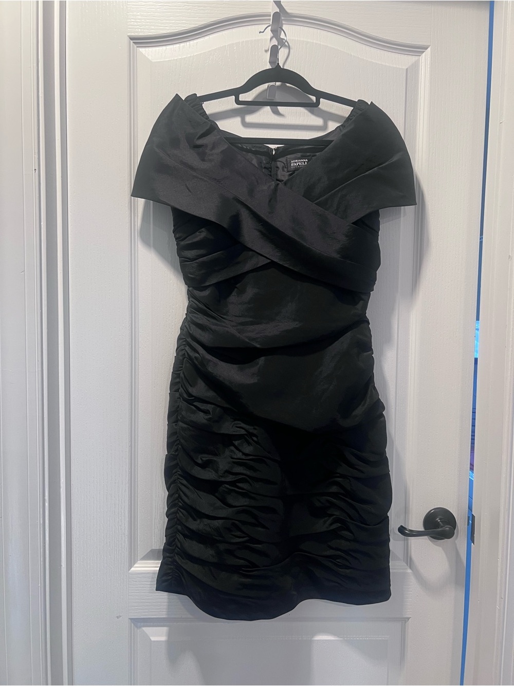 Adrianna Papell Black One-Shoulder Ruched Cocktail Dress